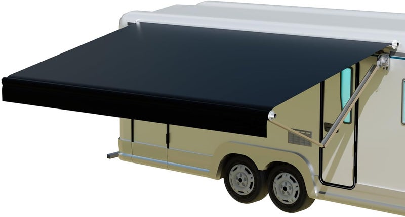 CYLAND RV Awning Fabric Replacement,18.5oz Outdoor Vinyl Camper Trailer Motorized Awning Replacement for Motorhome,Heavy Duty Weatherproof RV Canopy 12'(Fabric 11'2") Black - Image 1